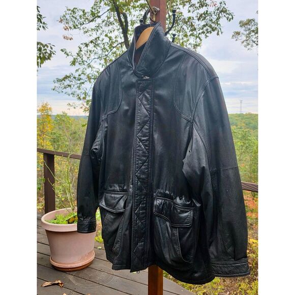 John Ashford 90s VTG Soft Black Leather Jacket, Lived-In, Relaxed Fit Men's L - Picture 3 of 15